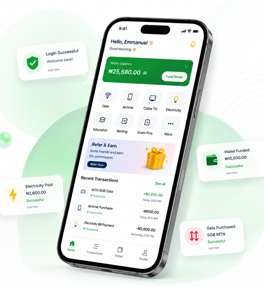 XPRESS DATA fintech dashboard with wallet and transactions